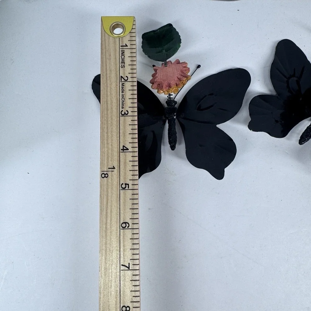 Metal Butterfly Garden Decor Spring Clip On Plant Pot Art Set READ